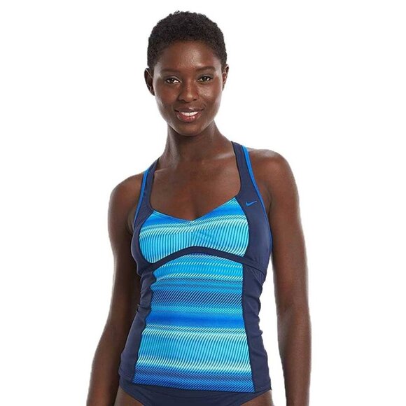 Nike Other - NWT NIKE WOMEN'S TANKINI TOP SWIMSUIT RACERBACK BLUE SIZE XL